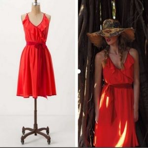 Anthropologie Girls from Savoy Silky Red Dress